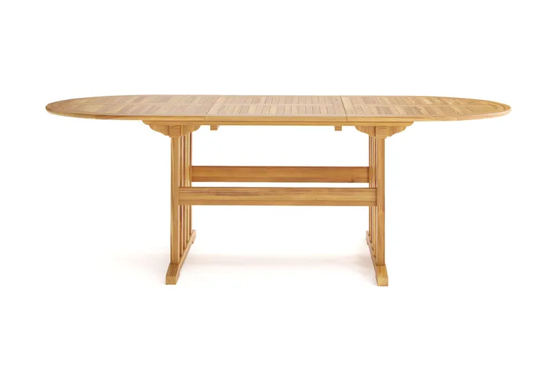 Menorca Ovalt Förlängningbart Matbord i trä Utomhus 90x150 cm - Teak / Natur - Utemöbler - Trädgårdsbord & Utebord - Matbord ute