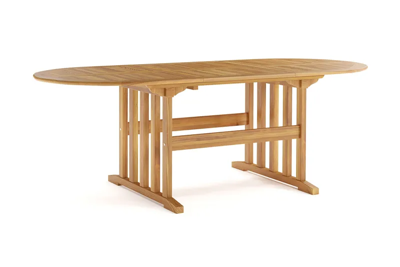 Menorca Ovalt Förlängningbart Matbord i trä Utomhus 90x150 cm - Teak / Natur - Utemöbler - Trädgårdsbord & Utebord - Matbord ute