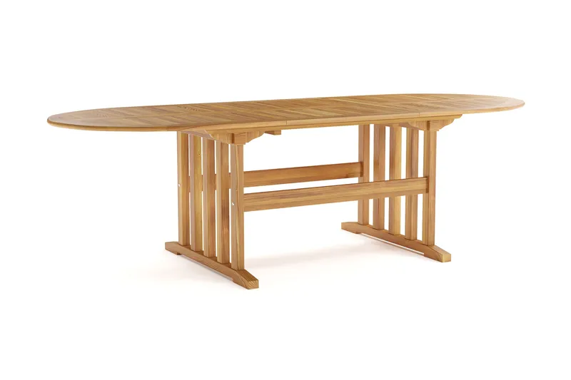 Menorca Stort Ovalt Förlängningbart Matbord i trä Utomhus 100x180 cm - Teak / Natur - Utemöbler - Trädgårdsbord & Utebord - Matbord ute