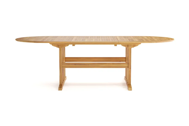 Menorca Stort Ovalt Förlängningbart Matbord i trä Utomhus 100x180 cm - Teak / Natur - Utemöbler - Trädgårdsbord & Utebord - Matbord ute