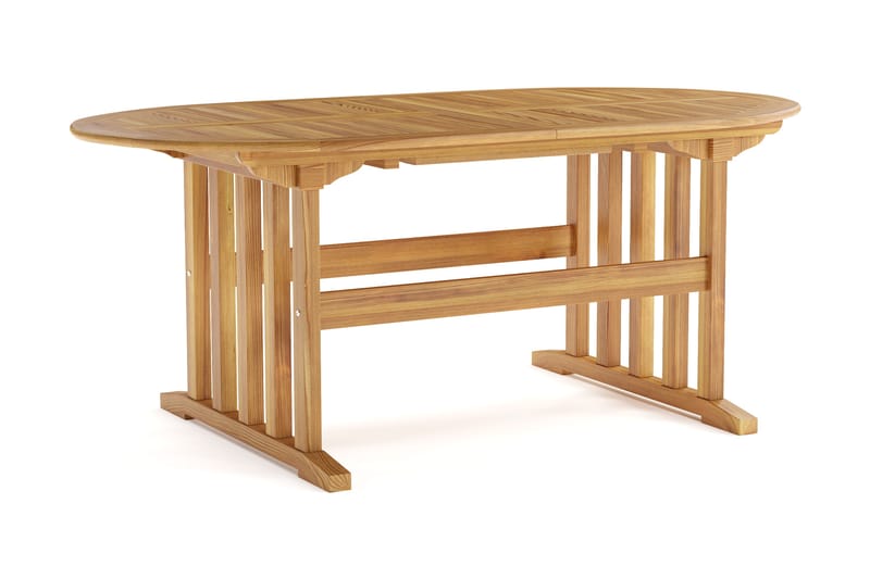 Menorca Stort Ovalt Förlängningbart Matbord i trä Utomhus 100x180 cm - Teak / Natur - Utemöbler - Trädgårdsbord & Utebord - Matbord ute