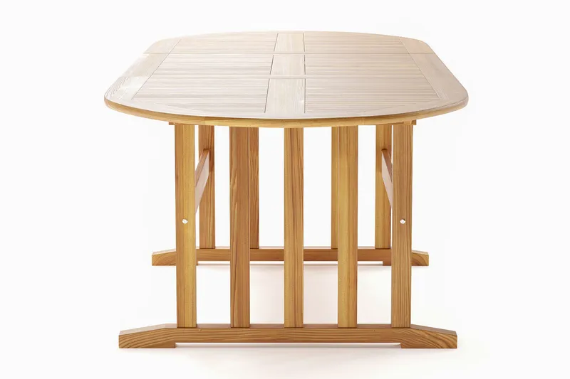 Menorca Stort Ovalt Förlängningbart Matbord i trä Utomhus 100x180 cm - Teak / Natur - Utemöbler - Trädgårdsbord & Utebord - Matbord ute