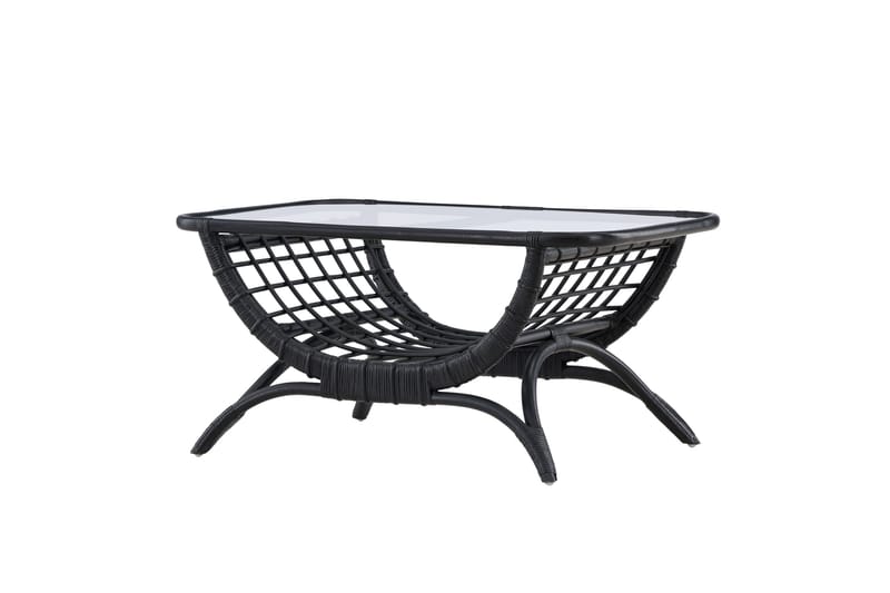 Moana Soffbord och Matbord Utomhus 95,5 cm Glas Rotting - Svart - Utemöbler - Trädgårdsbord & Utebord - Sidobord utomhus