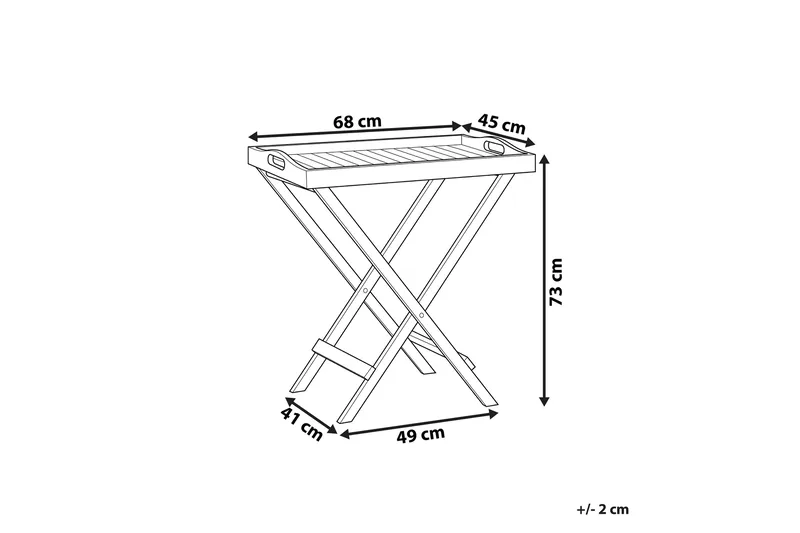Paolo Hopfällbart Sidobord BrickUtebord och Avlastningsbord Utomhus 68 cm Trä - Mörkbrun - Utemöbler - Trädgårdsbord & Utebord - Sidobord utomhus