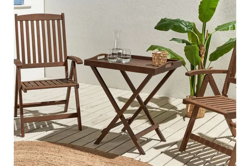 Paolo Hopfällbart Sidobord BrickUtebord och Avlastningsbord Utomhus 68 cm Trä - Mörkbrun - Utemöbler - Trädgårdsbord & Utebord - Sidobord utomhus