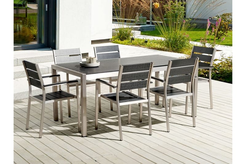 PERETA Matbord Utomhus 180x90 cm Svart/Silver - Utemöbler - Trädgårdsbord & Utebord - Matbord ute