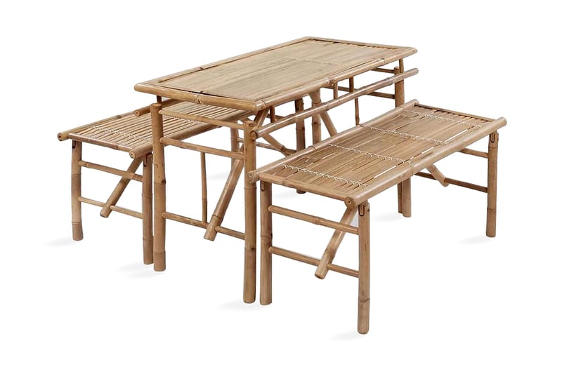 Ã–lbord med 2 bänkar 100 cm bambu - Brun - Utemöbler - Trädgårdsbord & Utebord - Picknickbord