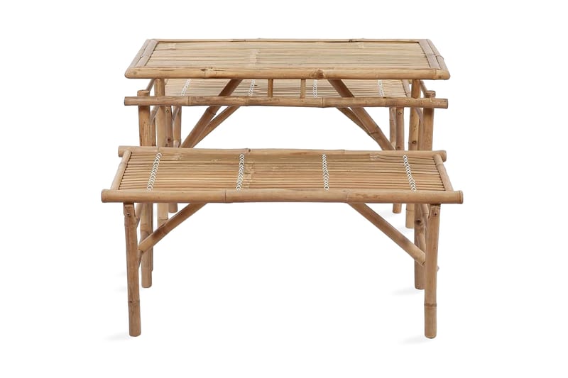 Ã–lbord med 2 bänkar 100 cm bambu - Brun - Utemöbler - Trädgårdsbord & Utebord - Picknickbord