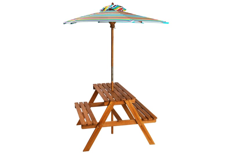 Picknickbord för barn med parasoll 79x90x60 cm massivt akaci - Brun - Utemöbler - Trädgårdsbord & Utebord - Picknickbord