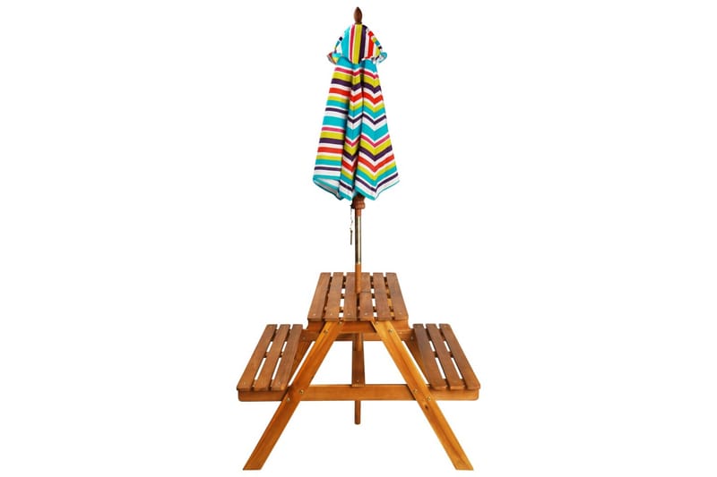 Picknickbord för barn med parasoll 79x90x60 cm massivt akaci - Brun - Utemöbler - Trädgårdsbord & Utebord - Picknickbord