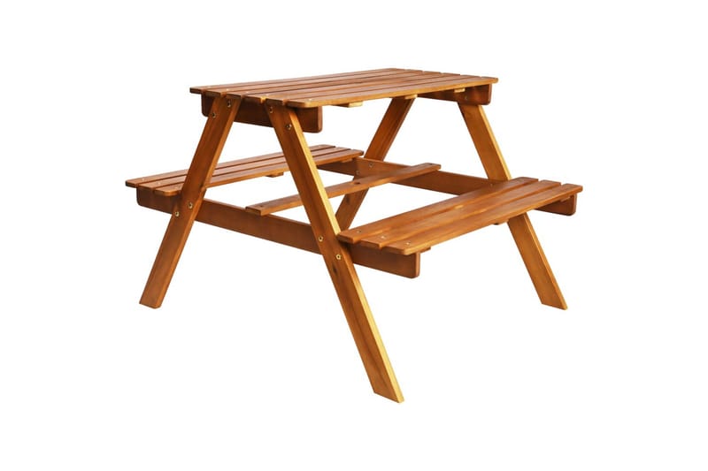 Picknickbord för barn med parasoll 79x90x60 cm massivt akaci - Brun - Utemöbler - Trädgårdsbord & Utebord - Picknickbord
