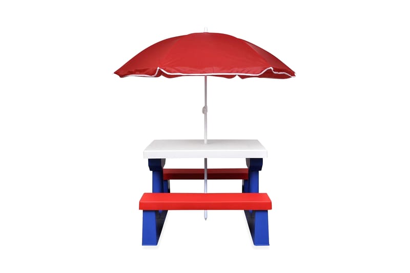 Picknickbord med bänkar och parasoll för barn flerfärgad - Flerfärgad - Picknickbord