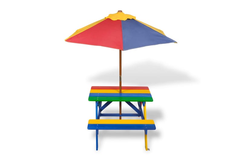 Picknickbord med bänkar och parasoll för barn flerfärgad trä - Flerfärgad - Picknickbord