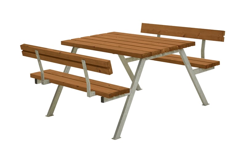 PLUS Alpha Bord/Bänkset med 2 Ryggstöd 118 cm Grundmålad Tea - Utemöbler - Trädgårdsbord & Utebord - Picknickbord