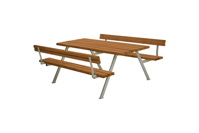 PLUS Alpha Bord/Bänkset med 2 Ryggstöd 177 cm Grundmålad Tea - Utemöbler - Trädgårdsbord & Utebord - Picknickbord