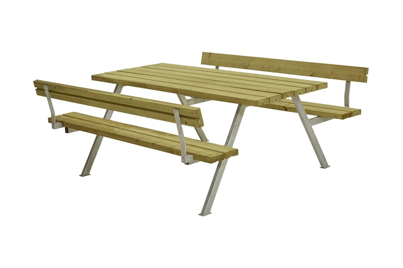 PLUS Alpha Bord/Bänkset med 2 Ryggstöd 177 cm Tryckimpregner - Utemöbler - Trädgårdsbord & Utebord - Picknickbord