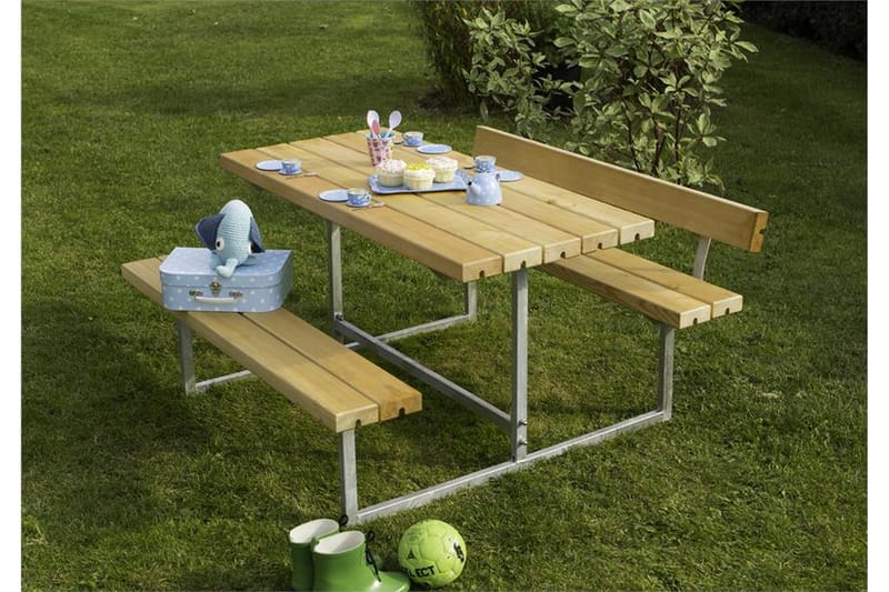PLUS Basic bord- och bänkset för barn med 2 ryggstöd - Picknickbord