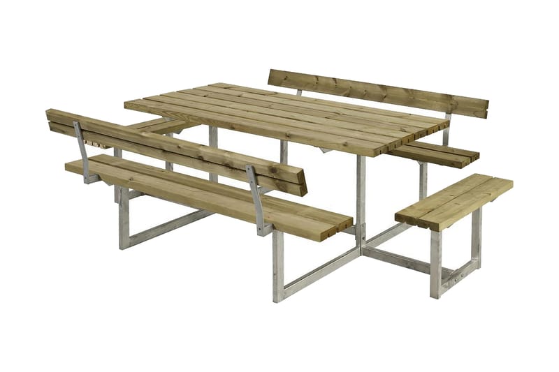 PLUS Basic bord- och bänkset med 2 ryggstöd + 2 påbyggnader - Picknickbord