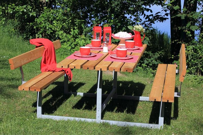 PLUS Basic bord- och bänkset med 2 ryggstöd - Picknickbord