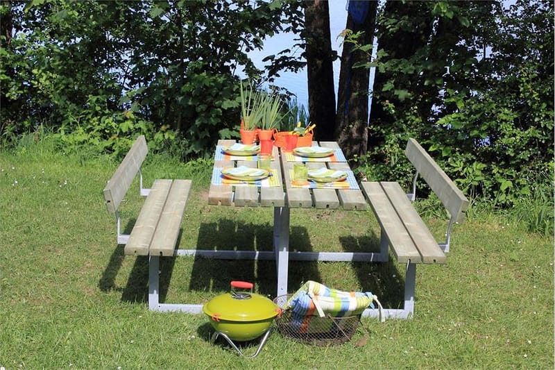 PLUS Basic bord- och bänkset med 2 ryggstöd - Utemöbler - Trädgårdsbord & Utebord - Picknickbord
