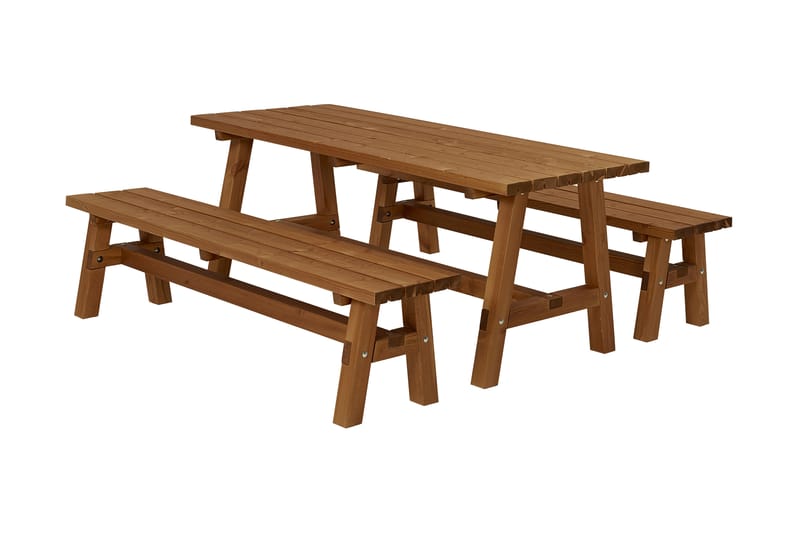 PLUS Country Plankset 177 cm Bord och 2 Bänkar Grundmåla Tea - Utemöbler - Trädgårdsbord & Utebord - Picknickbord