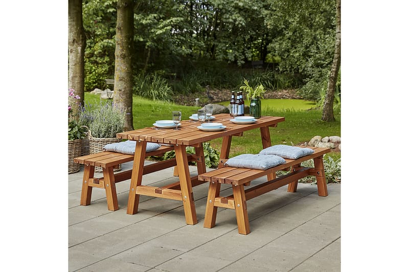 PLUS Country Plankset 177 cm Bord och 2 Bänkar Grundmåla Tea - Utemöbler - Trädgårdsbord & Utebord - Picknickbord