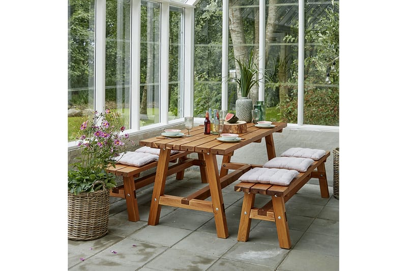 PLUS Country Plankbord 177 cm Grundmålat Teak - Utemöbler - Trädgårdsbord & Utebord - Picknickbord