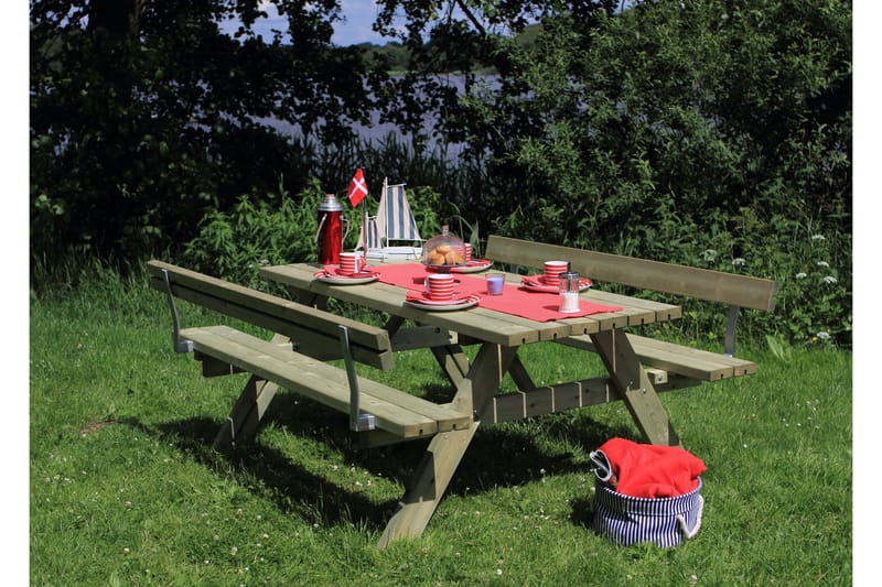 PLUS Gudrun Picknickbord med Bänk med Ryggstöd Trä - Picknickbord
