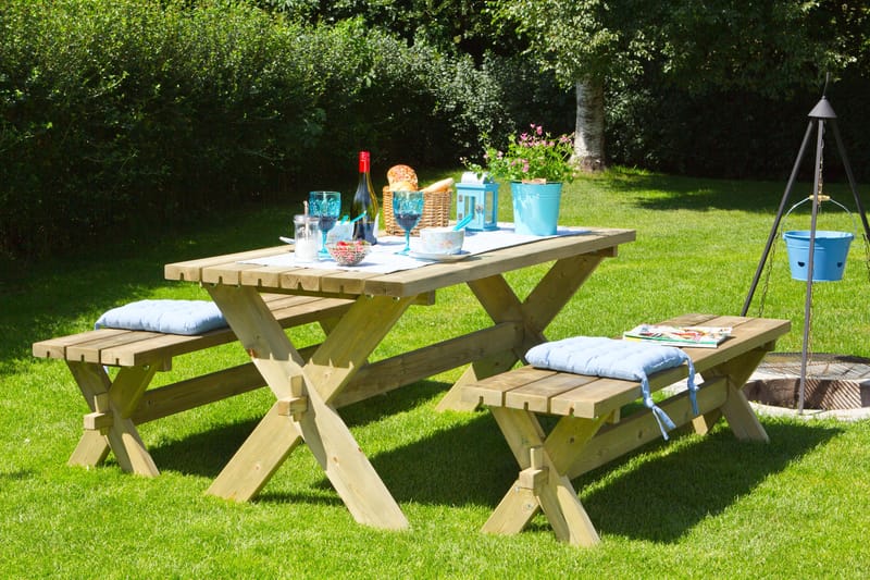 PLUS Nostalgi Bord/Bänkset 177 cm Bord och 2 Bänkar - Utemöbler - Trädgårdsbord & Utebord - Picknickbord