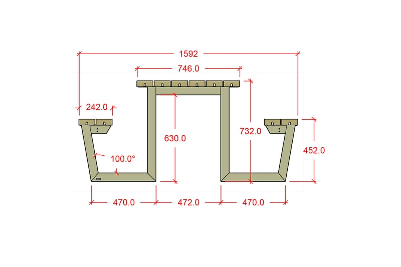 PLUS Wega Bord/Bänkset 177 cm Tryckimpregnerat - Picknickbord