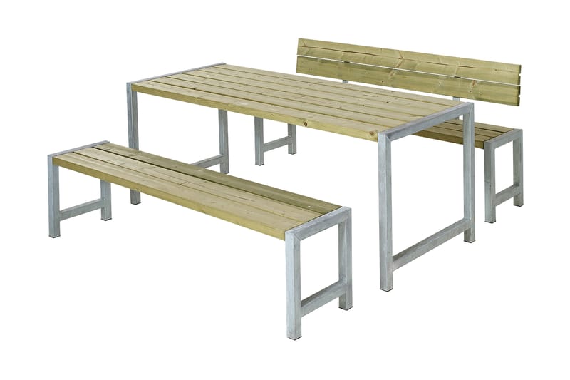 PLUS Plankset med 1 Ryggstöd 186 cm Tryckimpregnerat - Picknickbord