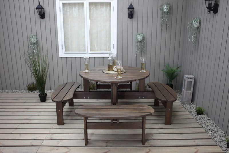 ROGOLO Picknickbord 199 cm Brun - Utemöbler - Trädgårdsbord & Utebord - Picknickbord