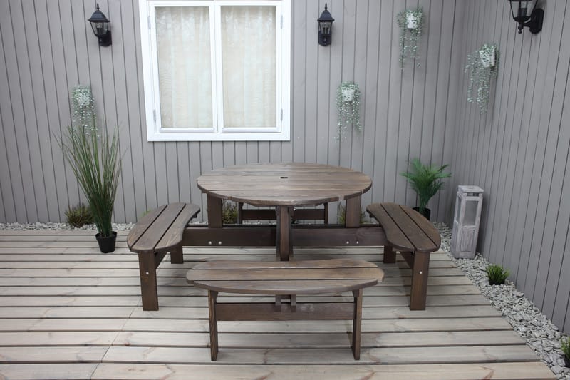 ROGOLO Picknickbord 199 cm Brun - Utemöbler - Trädgårdsbord & Utebord - Picknickbord