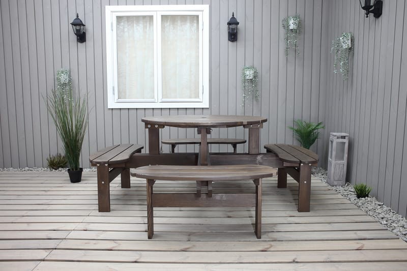 ROGOLO Picknickbord 199 cm Brun - Utemöbler - Trädgårdsbord & Utebord - Picknickbord