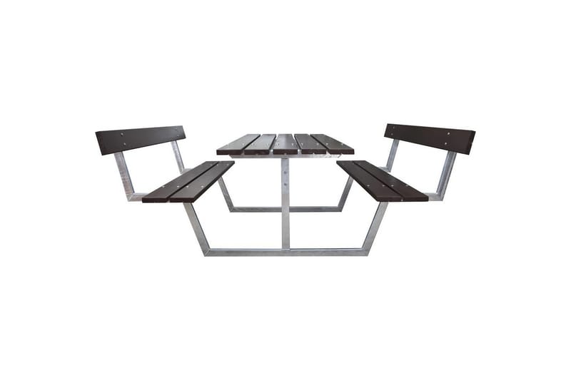 Picknickbord Rustik Metall Med Ryggstöd - Brun - Utemöbler - Trädgårdsbord & Utebord - Picknickbord