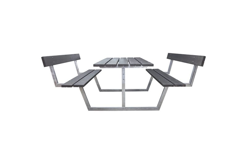 Picknickbord Rustik Metall Med Ryggstöd - Grå - Utemöbler - Trädgårdsbord & Utebord - Picknickbord