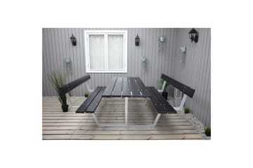 Picknickbord Rustik Metall Med Ryggstöd - Svart - Utemöbler - Trädgårdsbord & Utebord - Picknickbord