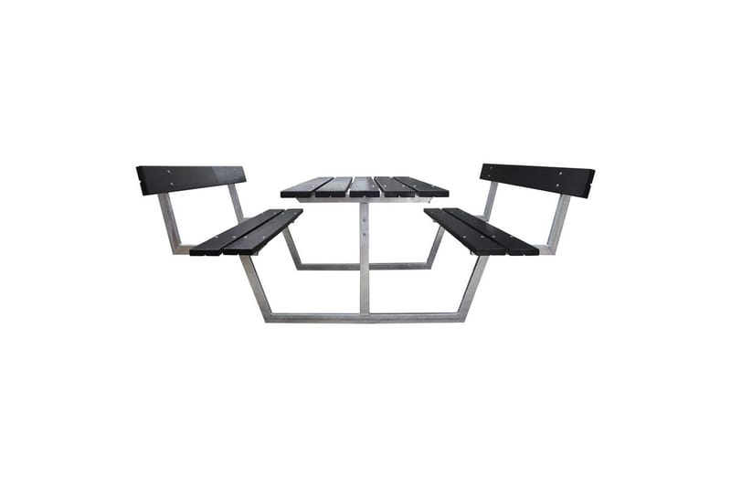 Picknickbord Rustik Metall Med Ryggstöd - Svart - Utemöbler - Trädgårdsbord & Utebord - Picknickbord