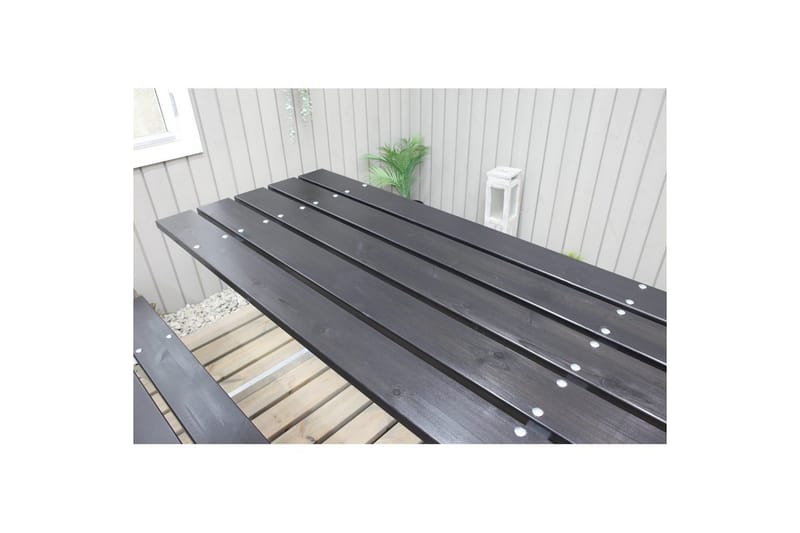 Picknickbord Rustik Metall Med Ryggstöd - Svart - Utemöbler - Trädgårdsbord & Utebord - Picknickbord