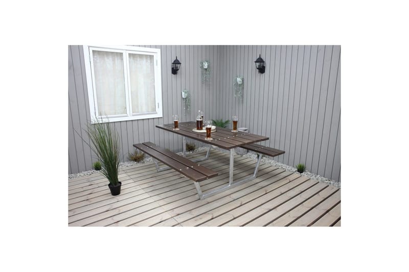 Picknickbord Rustik Metall Utan Ryggstöd - Brun - Utemöbler - Trädgårdsbord & Utebord - Picknickbord