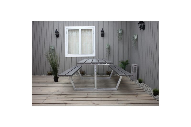 Picknickbord Rustik Metall Utan Ryggstöd - Grå - Utemöbler - Trädgårdsbord & Utebord - Picknickbord