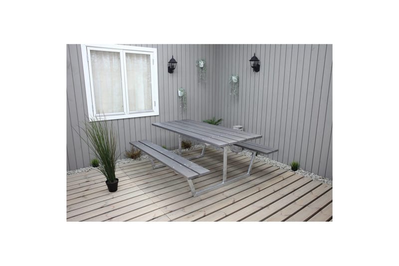 Picknickbord Rustik Metall Utan Ryggstöd - Grå - Utemöbler - Trädgårdsbord & Utebord - Picknickbord