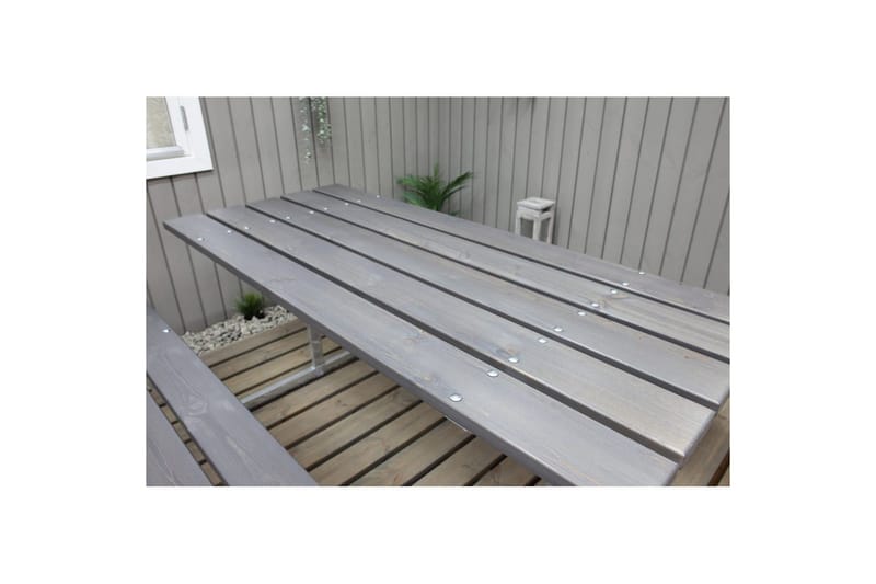 Picknickbord Rustik Metall Utan Ryggstöd - Grå - Utemöbler - Trädgårdsbord & Utebord - Picknickbord