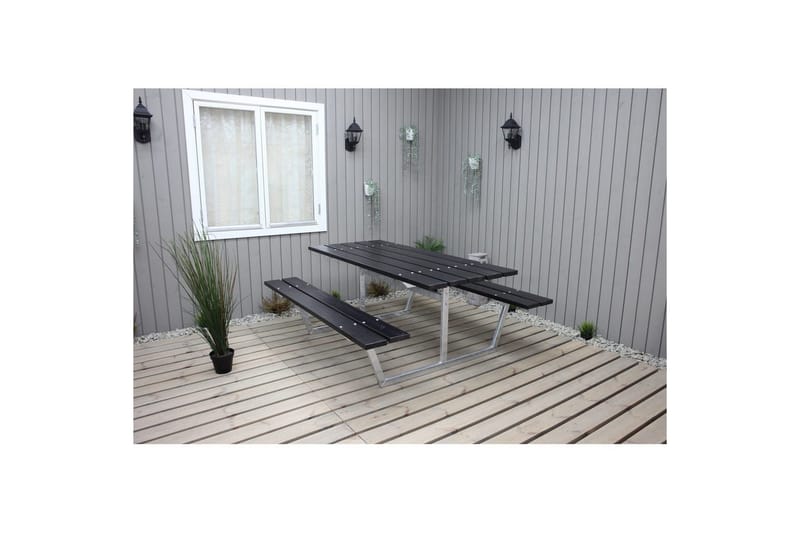 Picknickbord Rustik Metall Utan Ryggstöd - Svart - Utemöbler - Trädgårdsbord & Utebord - Picknickbord