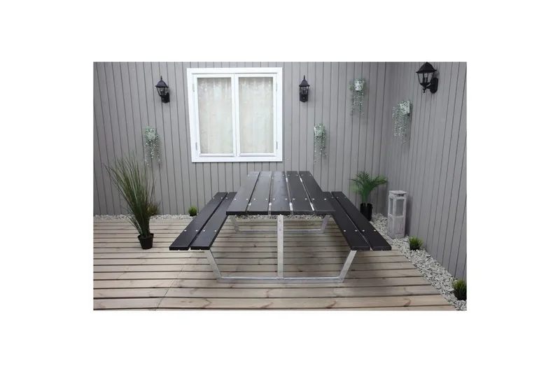 Picknickbord Rustik Metall Utan Ryggstöd - Svart - Utemöbler - Trädgårdsbord & Utebord - Picknickbord