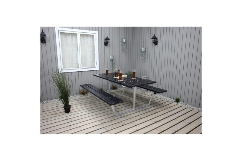 Picknickbord Rustik Metall Utan Ryggstöd - Svart - Utemöbler - Trädgårdsbord & Utebord - Picknickbord