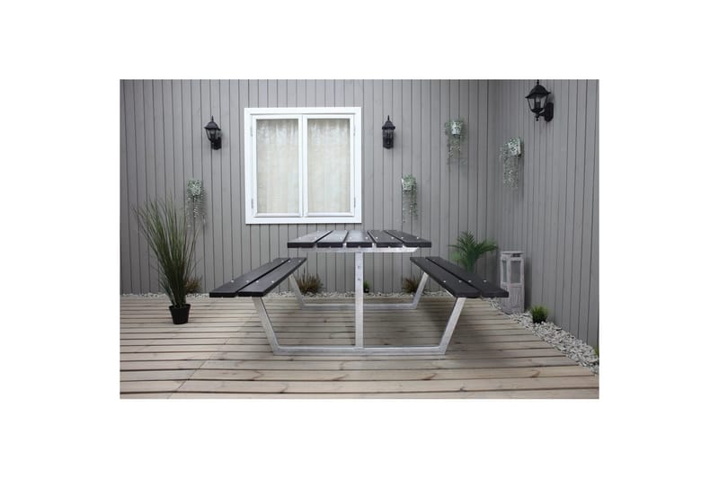 Picknickbord Rustik Metall Utan Ryggstöd - Svart - Utemöbler - Trädgårdsbord & Utebord - Picknickbord