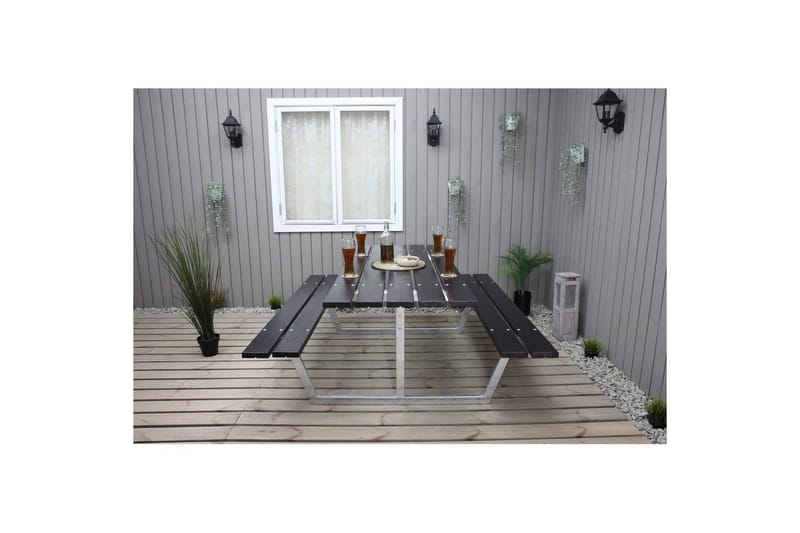 Picknickbord Rustik Metall Utan Ryggstöd - Svart - Utemöbler - Trädgårdsbord & Utebord - Picknickbord