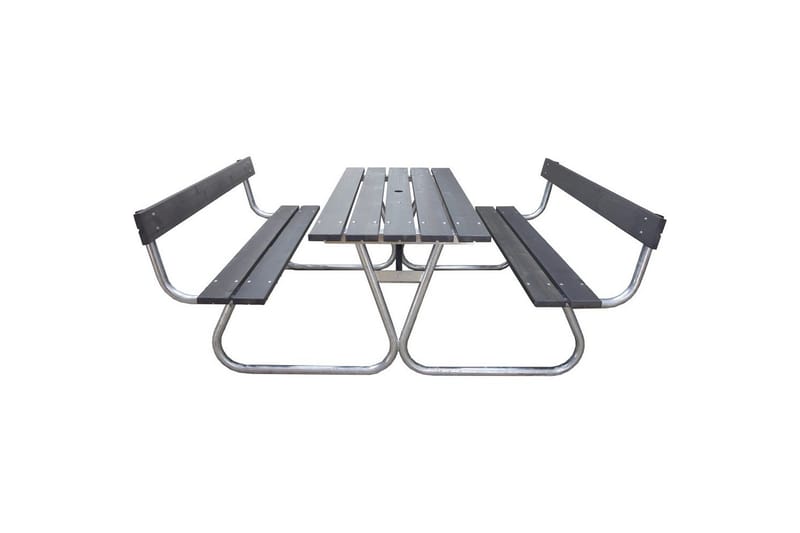 Picknickbord Stabil Metall Med Ryggstöd - Grå - Utemöbler - Trädgårdsbord & Utebord - Picknickbord