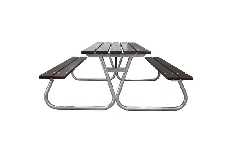 Picknickbord Stabil Metall Utan Ryggstöd - Brun - Utemöbler - Trädgårdsbord & Utebord - Picknickbord